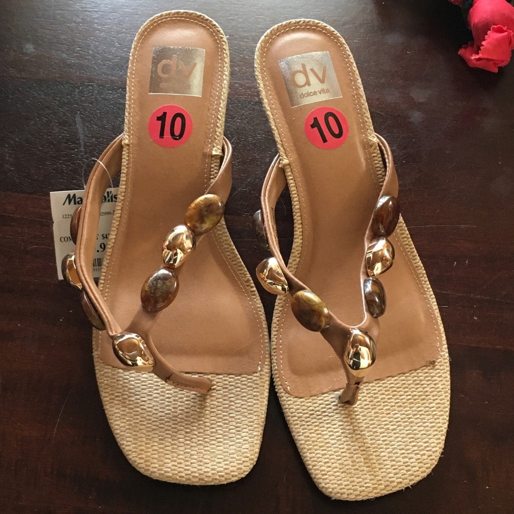 Dolce Vita Tan Beaded Thong Sandals